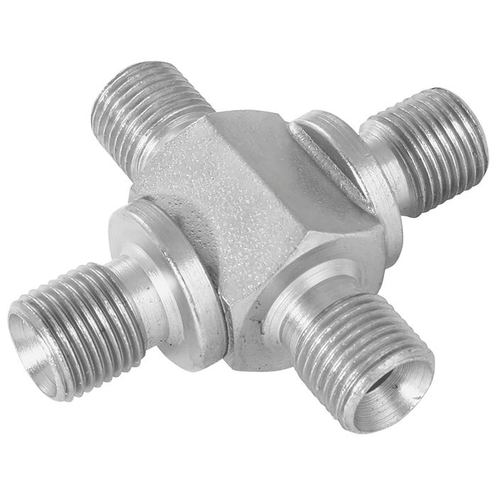 Burnett & Hillman 1/8" BSPP Equal Male Cross Steel 03001 - FluidAirFittings