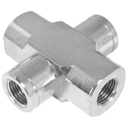 Burnett & Hillman 1/8" BSPP Equal Female Cross Steel 13023 - FluidAirFittings