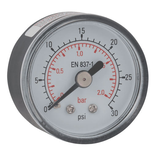 FT Pro - G50-12T 50MM 0-12 Bar Centre Back Connection Pressure Gauge - FluidAirFittings