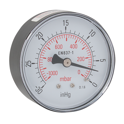 GCVPM40/02 - 1/8" BSPT Male Vacuum Gauge - FluidAirFittings