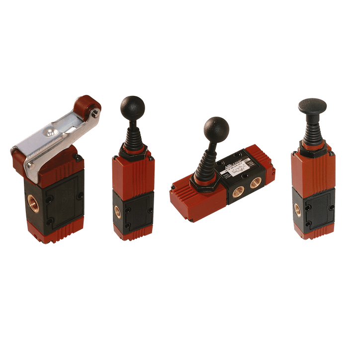 Aircomp Stampotecnica 1/8BSP 5/3 90DEG LVR/SPRNG CLSD CNTR Valve 2038-6728 - FluidAirFittings