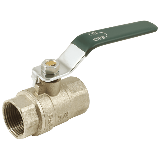 FT Pro - 2046-1729 3/4" BSP Brass Ball Valve Green Steel Long Handle - FluidAirFittings