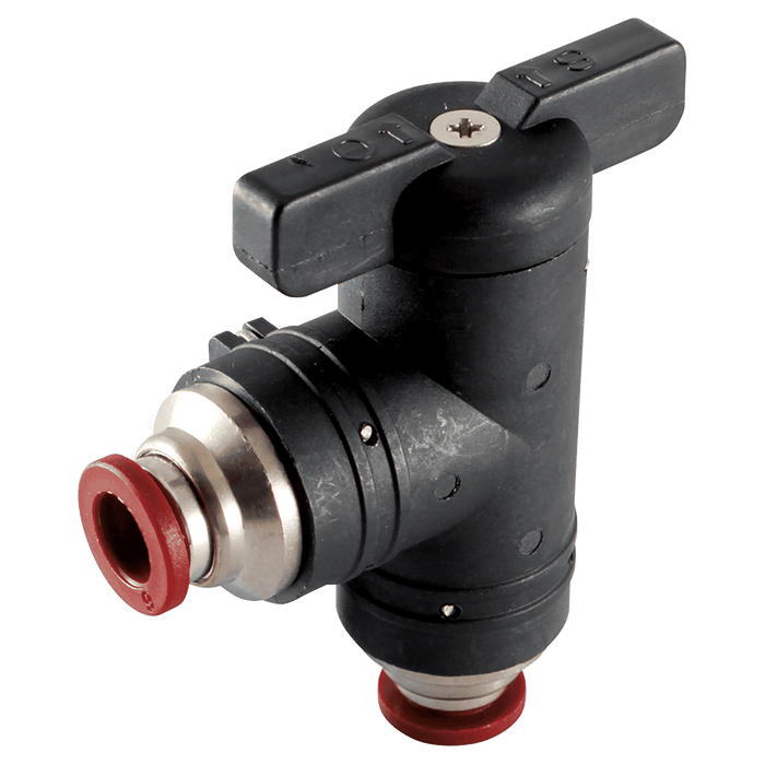 Aircomp Stampotecnica 6MM Plastic Ball Valve 90° Elbow Union 351.04.06.06 - FluidAirFittings