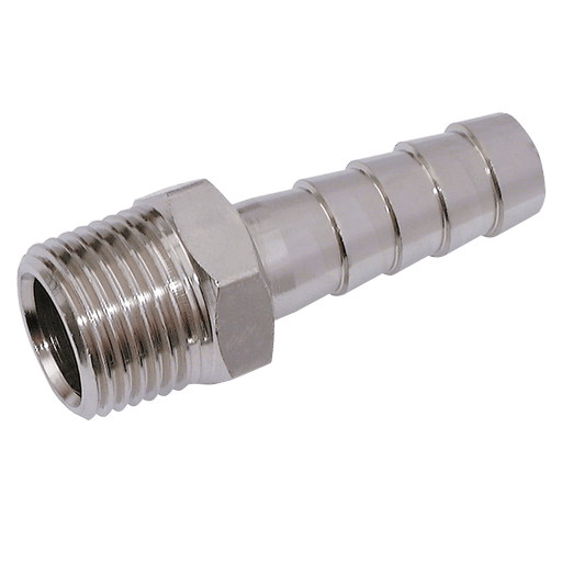 FT Pro 3/8" BSPT Male Straight Hose Tails, Nickel Plated Brass GT17/16KNP - FluidAirFittings