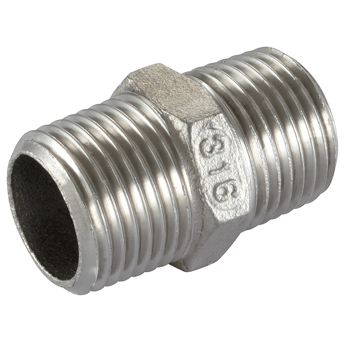 Haitima SS Equal Hex Nipple 4" BSPT Male HN-4 - FluidAirFittings