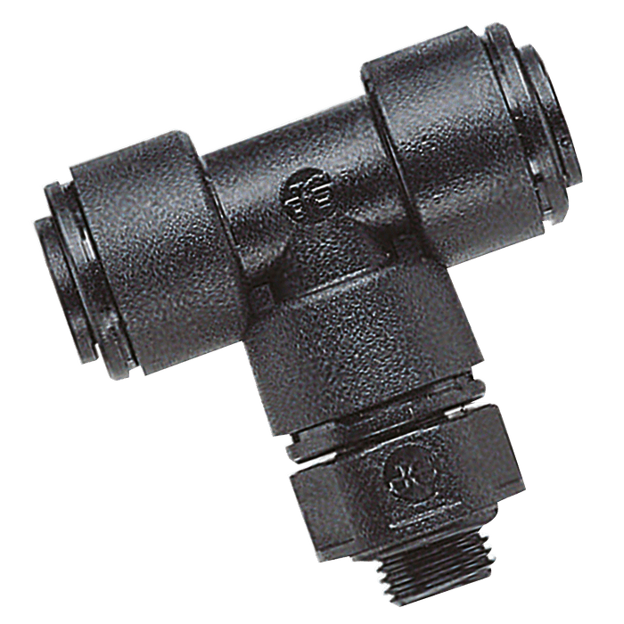 John Guest 04MM OD X 1/4" BSPP Male SW Tee Cent Leg PM100412E - FluidAirFittings