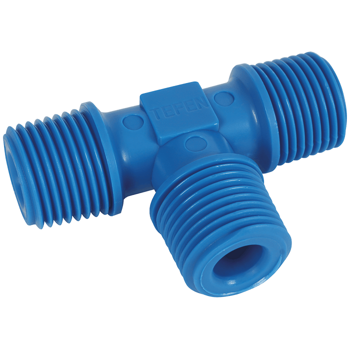 Tefen 3/8" BSPT Male Equal Tee PN7-38 - FluidAirFittings