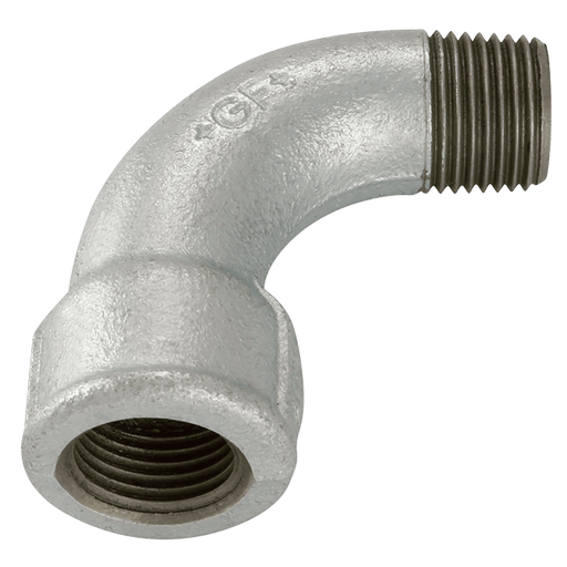 GF 1/2" BSP/T Male/F Long Bend Galvanised GF1G GF1-12 - FluidAirFittings