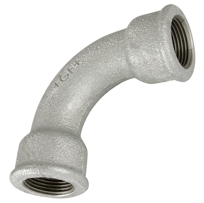 GF 1/4" BSPP Fem/Fem Long Bend Galvanised GF2G GF2-14 - FluidAirFittings
