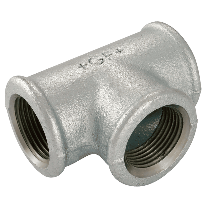 GF 1" X 3/4" BSPF Unequal Tee Galvanised GF130G GF130-1-34 - FluidAirFittings