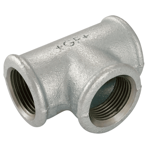 GF 1.1/2" X 1.1/4" BSPF Unequal Tee Galvanised GF130G GF130-112-114 - FluidAirFittings