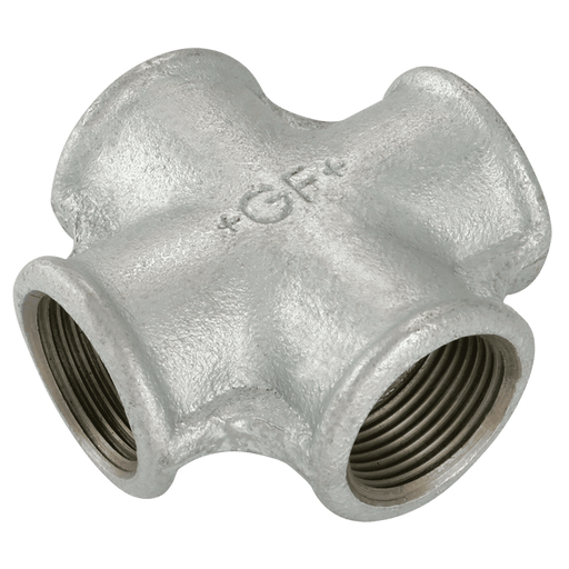 GF 1.1/4" BSPP Female Equal Cross Galvanised GF180G GF180-114 - FluidAirFittings