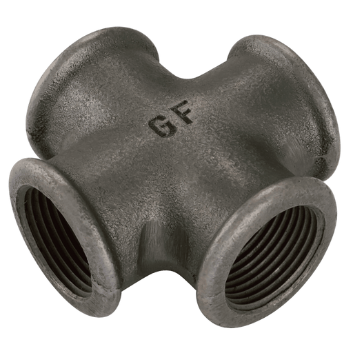 GF 1.1/2" BSPP Female Equal Cross Black GF180 GF180-112N - FluidAirFittings