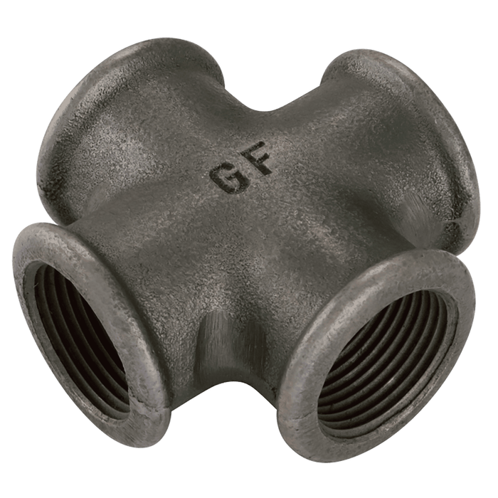 GF 1.1/2" BSPP Female Equal Cross Black GF180 GF180-112N - FluidAirFittings