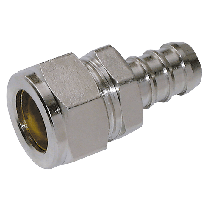 FT Pro 13MM ID X 15MM OD Metric Compression Hose Tail Brass Nickel Plated MB15-13BX - FluidAirFittings