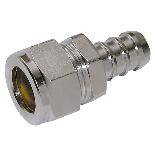 FT Pro 19MM ID X 22MM OD Metric Compression Hose Tail Brass Nickel Plated MB22-19BX - FluidAirFittings