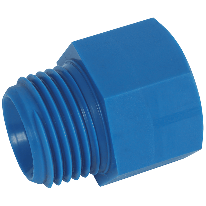 Tefen 3/8" BSPT Male X 3/8" BSPT Female Bush Blue PN3-38-38 - FluidAirFittings