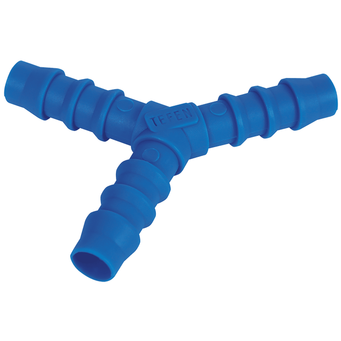 Tefen 1/4" ID Hose Equal "Y" Blue Plastic PN21-6 - FluidAirFittings