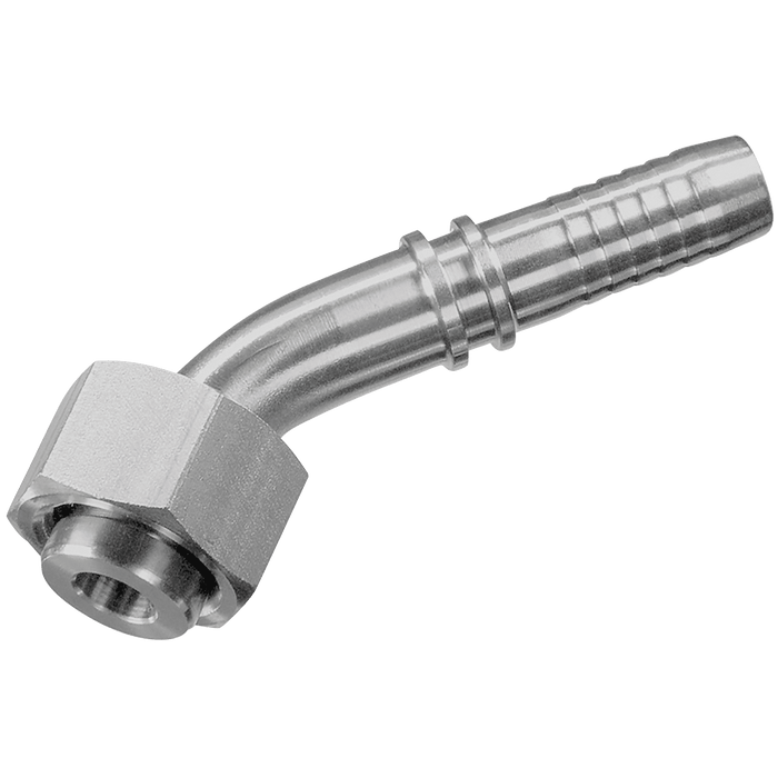 PH Industrie 11/16" ORFS Female X Swept Hose Tail 45° Elbow ORFSF064506SS - FluidAirFittings