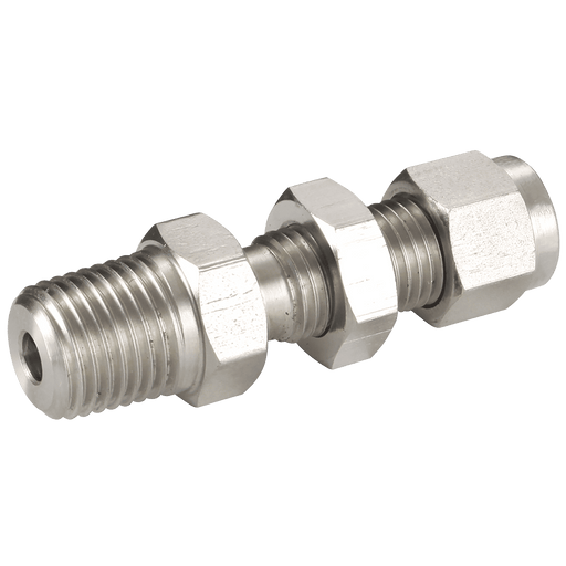 PANAM Bulkhead Male Connector 3/8" OD 1/4" NPT BMC-375-250N - FluidAirFittings