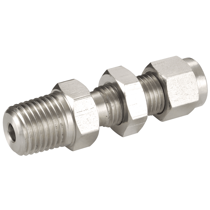 PANAM Bulkhead Male Connector 3/8" OD 1/4" NPT BMC-375-250N - FluidAirFittings