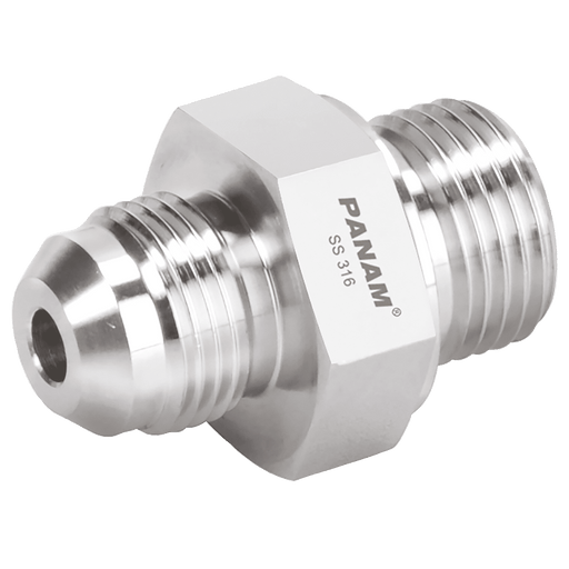 PANAM Male Stud Coupling 37 JIC 16MM BSPP 3/4" 210SM16G34 - FluidAirFittings