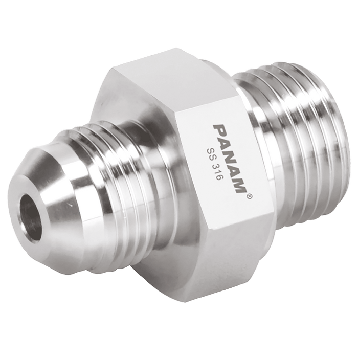 PANAM Male Stud Coupling 37 JIC 16MM BSPP 3/4" 210SM16G34 - FluidAirFittings