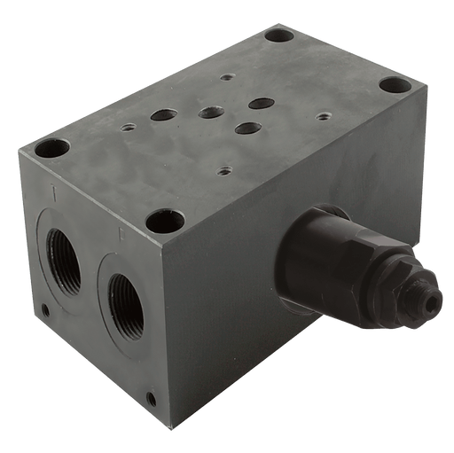 FT Pro - CM5-3G-ADJ CETOP 5 3 Steel Manifold Steel c/w Pressure Relief Valve - FluidAirFittings