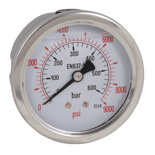 FT Pro 1/4" BSPP 63MM Centre Back Pressure Gauge 0-10 Bar Glycerine G63-010RG - FluidAirFittings