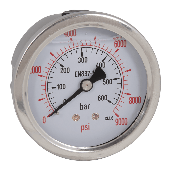 FT Pro 1/4" BSPP 63MM Centre Back Pressure Gauge 0-10 Bar Glycerine G63-010RG - FluidAirFittings