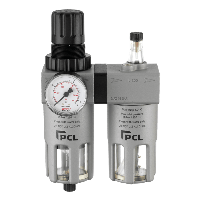 PCL 1/4" BSPP Female Filter + Regulator + Lubricator ATCFRL6 - FluidAirFittings