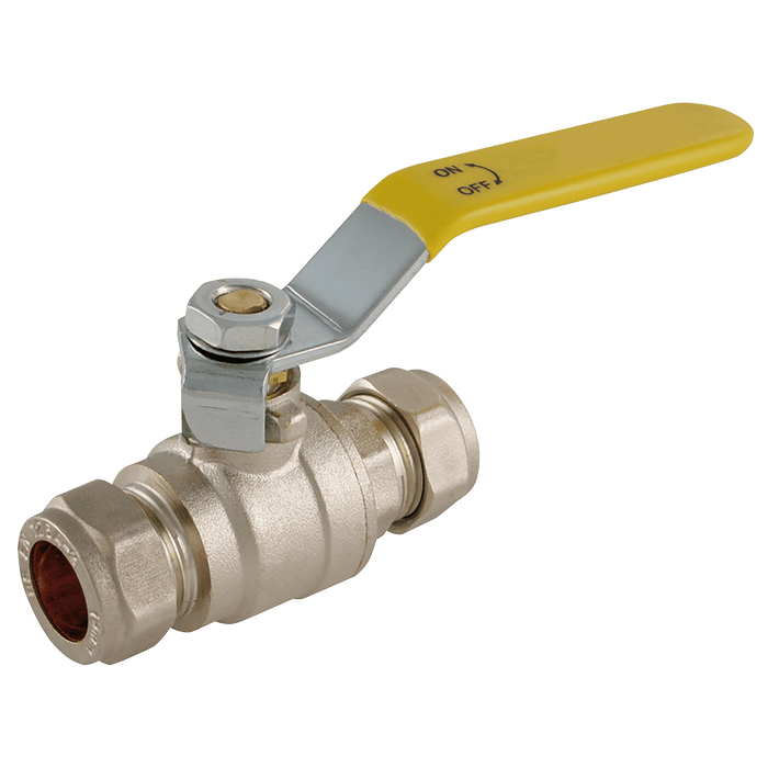 FT Pro - EPS-102110 28MM OD Brass Ball Valve Yell Handle WRAS - FluidAirFittings