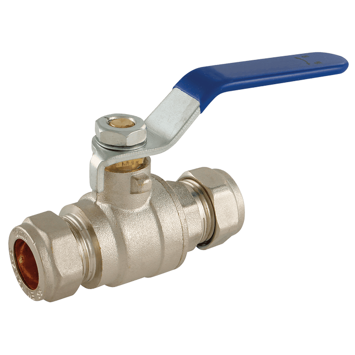 FT Pro - EPS-102165 35MM OD Brass Ball Valve Blue Handle WRAS - FluidAirFittings