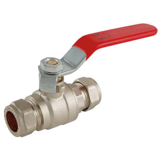FT Pro - EPS-102225 54MM OD Brass Ball Valve Red Handle WRAS - FluidAirFittings