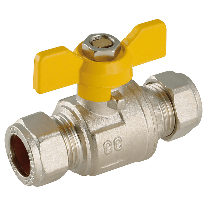 FT Pro - EPS-102420 15MM OD Brass Ball Valve Yell Handle WRAS - FluidAirFittings