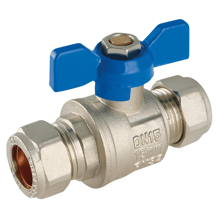 FT Pro - EPS-102475 22MM OD Brass Ball Valve Blue Handle WRAS - FluidAirFittings