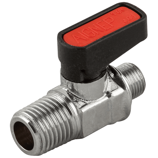 Aignep British Gas 1/4"BSPM X 1/4"BSPM Brass Ball Valve Gas Mini 6330-14 - FluidAirFittings