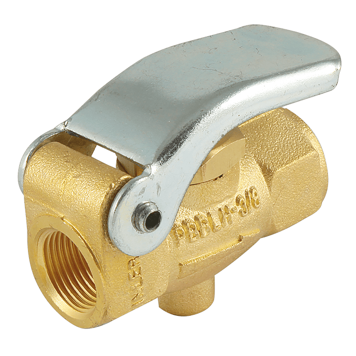 FT Pro - PBBLH-3/8 2/2 Brass Poppet Valve 3/8" BSPP Lever/Spring - FluidAirFittings