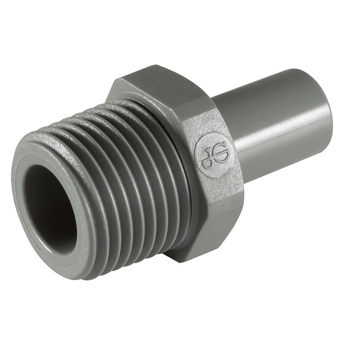 John Guest 3/16" OD X 1/8" NPT Male Stem Adaptor PI050621S - FluidAirFittings