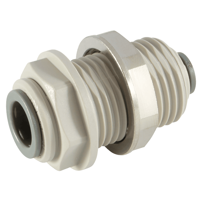 John Guest 3/8" OD X 1/4" OD Tube Bulkhead Reducer PI121208S - FluidAirFittings