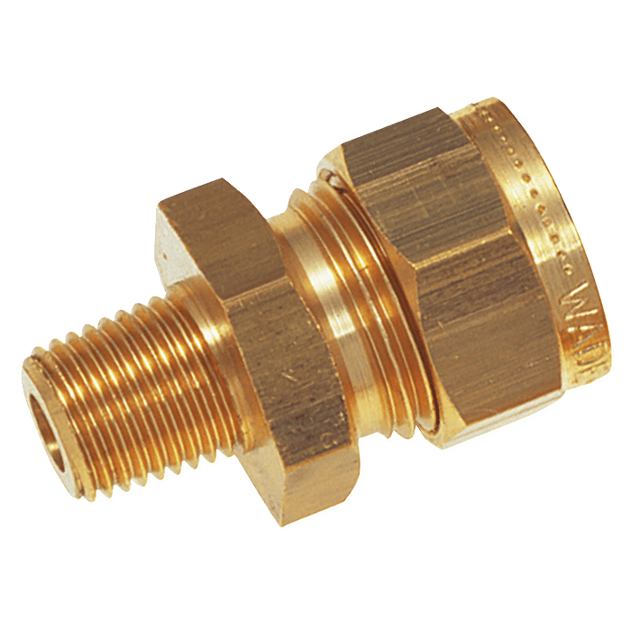Wade 1/2" BSPT Male X 3/8" OD Male Stud Coupling WADE-7068/11 - FluidAirFittings