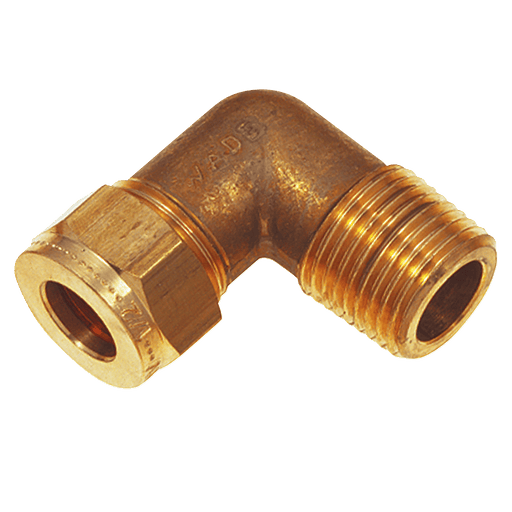 Wade 1/2" BSPT Male X 1/2" OD Male Stud Elbow WADE-8031 - FluidAirFittings