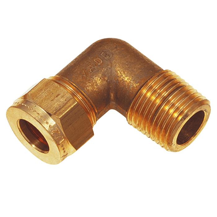 Wade 1/2" BSPT Male X 1/2" OD Male Stud Elbow WADE-8031 - FluidAirFittings