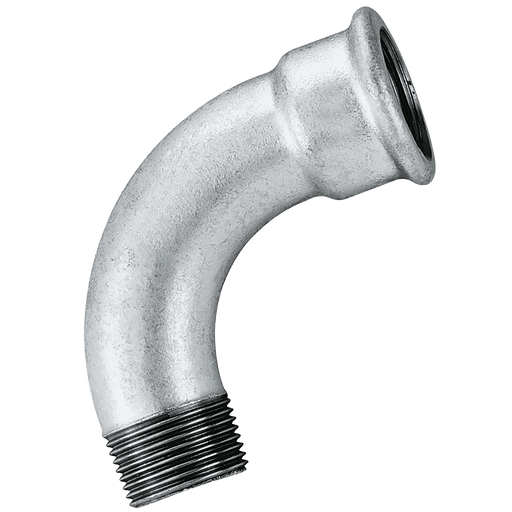 FT Pro - MI1-114 1.1/4"BSPT/BSP Male/Fem 90 Bend Galvanised - FluidAirFittings