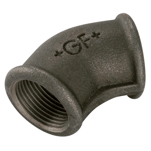 GF 1.1/2" BSP Female Equal 45° Elbow Black GF120 GF120-112N - FluidAirFittings