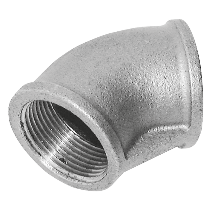 Crane 3/4" BSPT Female 45° Elbow FIG155 Galvanised C155-34 - FluidAirFittings