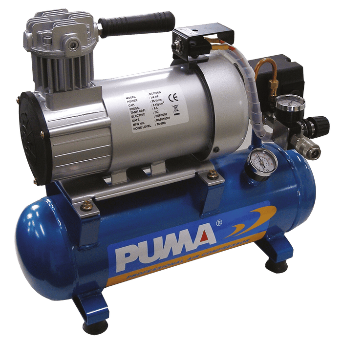 PUMA Portable Air Compressor 24V 8 Bar 6 Litre DC0706A/12V - FluidAirFittings