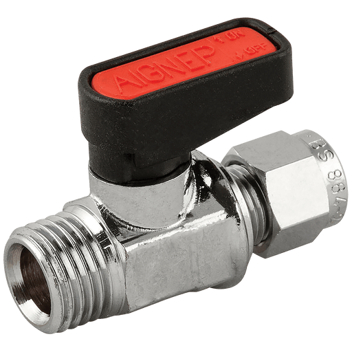Aignep British Gas 1/8" BSPP Brass Ball Valve Male Gas Mini 6440-18-8 - FluidAirFittings