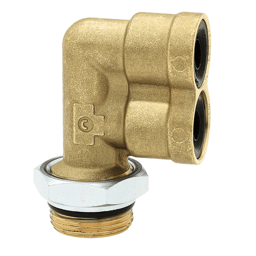 Camozzi M22 X 1.5 Metric Male X 12MM OD Double Push-In, Male, Metric Elbow Adaptor 9402-12-M22 - FluidAirFittings