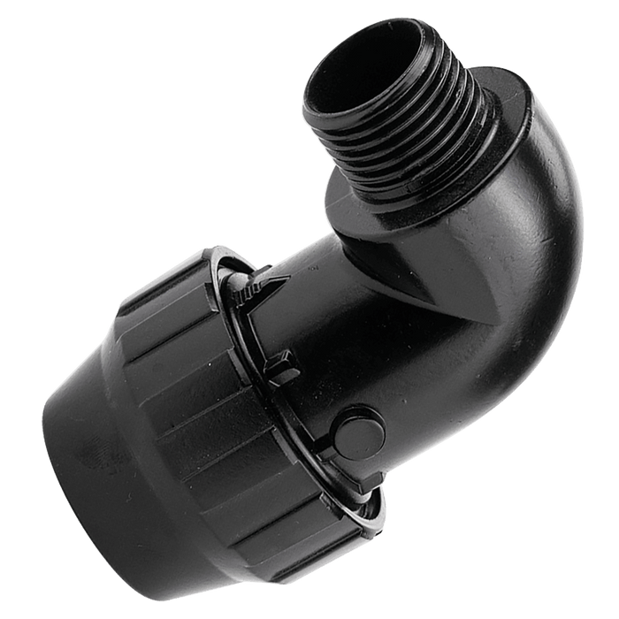 Aircom Male Stud 90° Elbow Aluminium 25MM to G3/4" QLGO90MAL025068 - FluidAirFittings